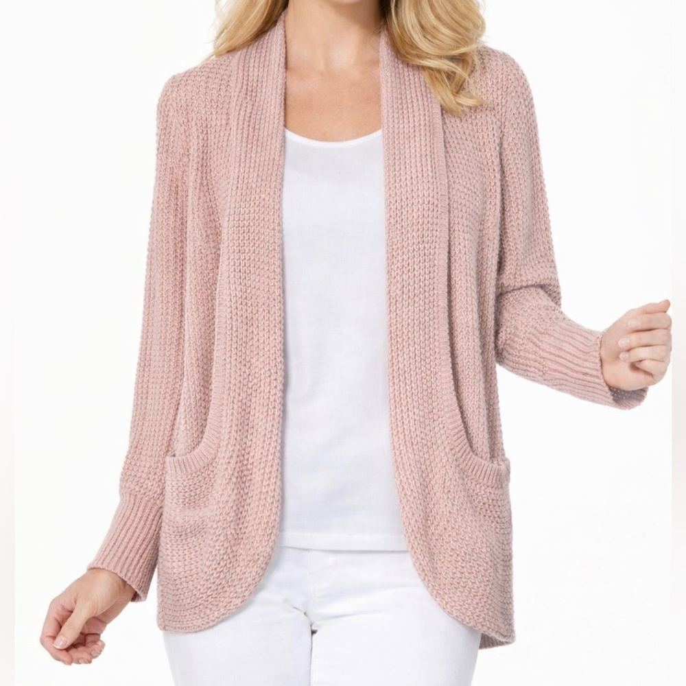 Market & Spruce Tabatha waffle-knit cardigan in a beautiful dusty rose pink